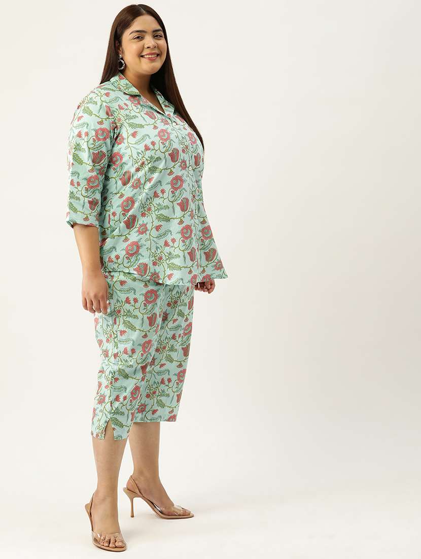 printed top and culottes plus size sets - 19893206 - Standard Image - 2