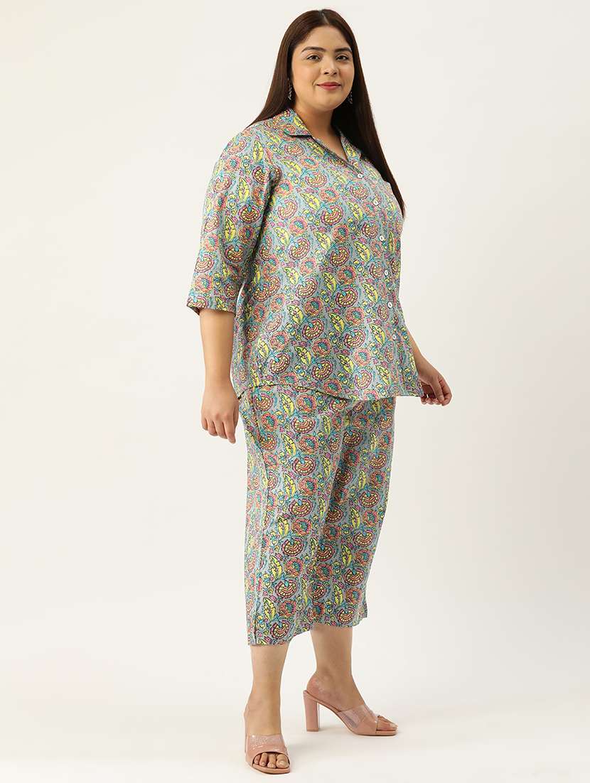 printed top and culottes plus size sets - 19893208 - Standard Image - 2