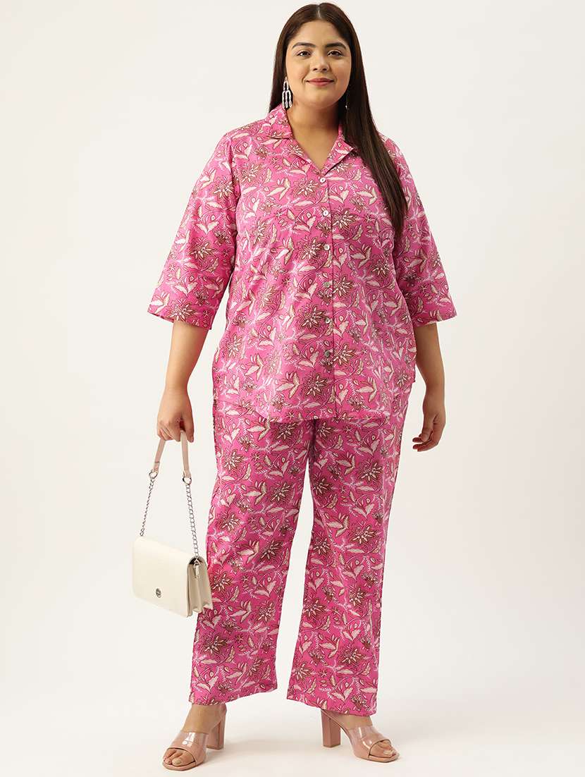 printed top and culottes plus size sets