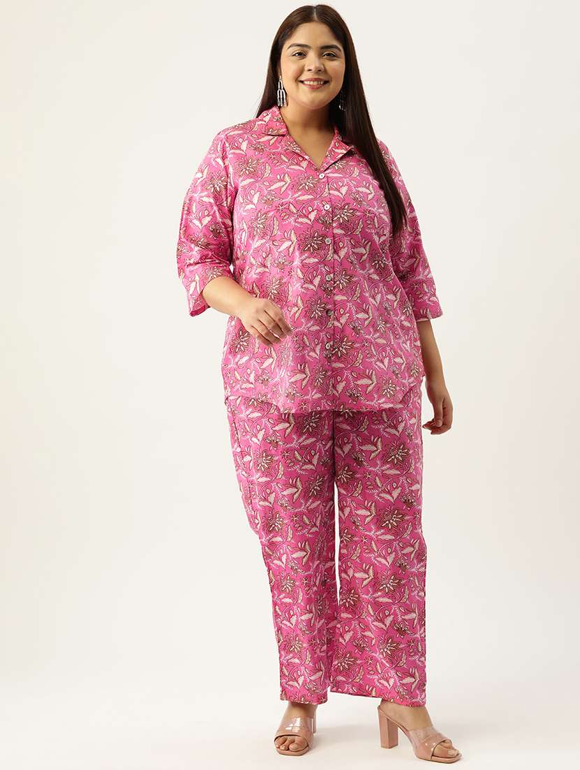 printed top and culottes plus size sets - 19893229 - Standard Image - 2