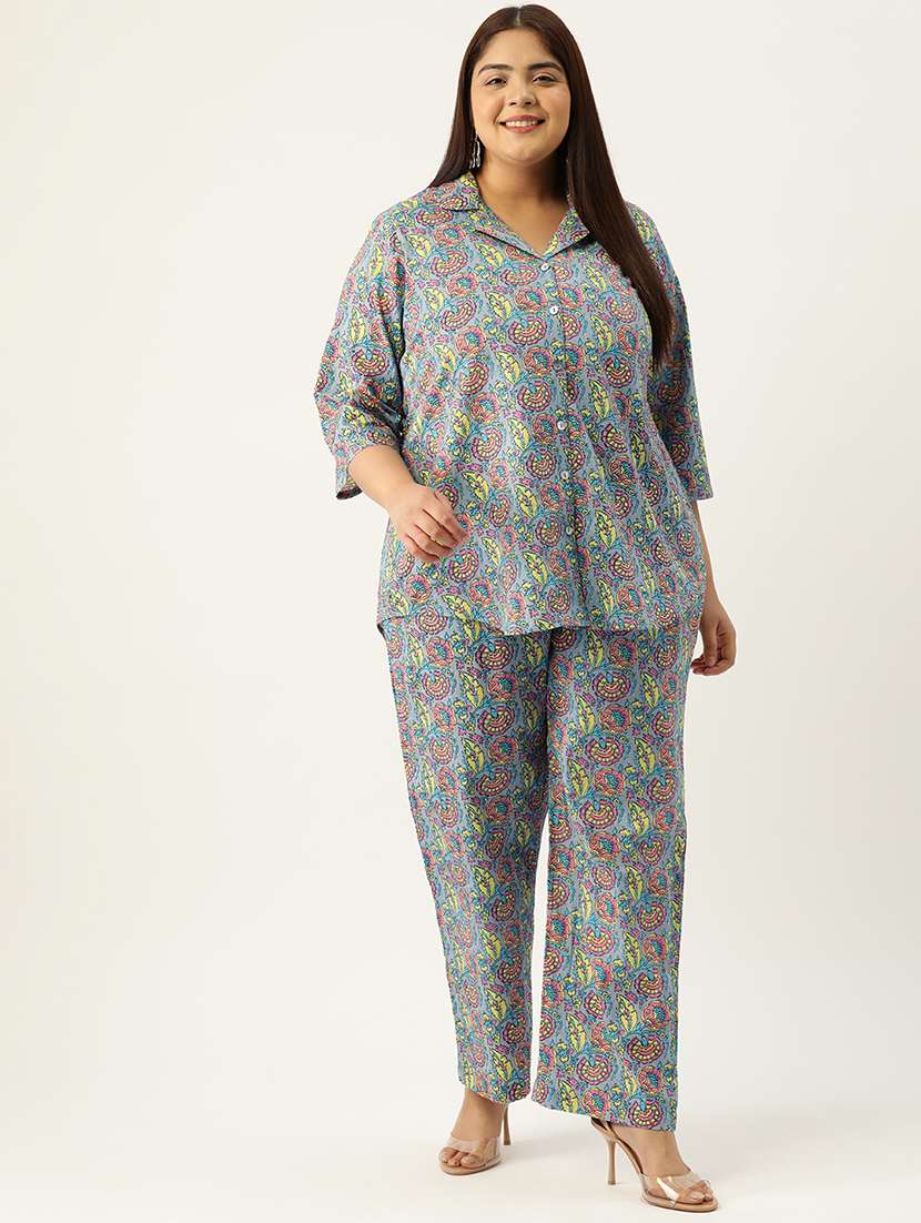 printed top and culottes plus size sets - 19893230 -  Zoom Image - 0