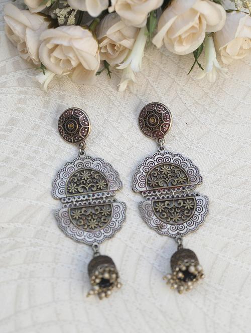 silver brass drop earring - 19895025 - Standard Image - 0