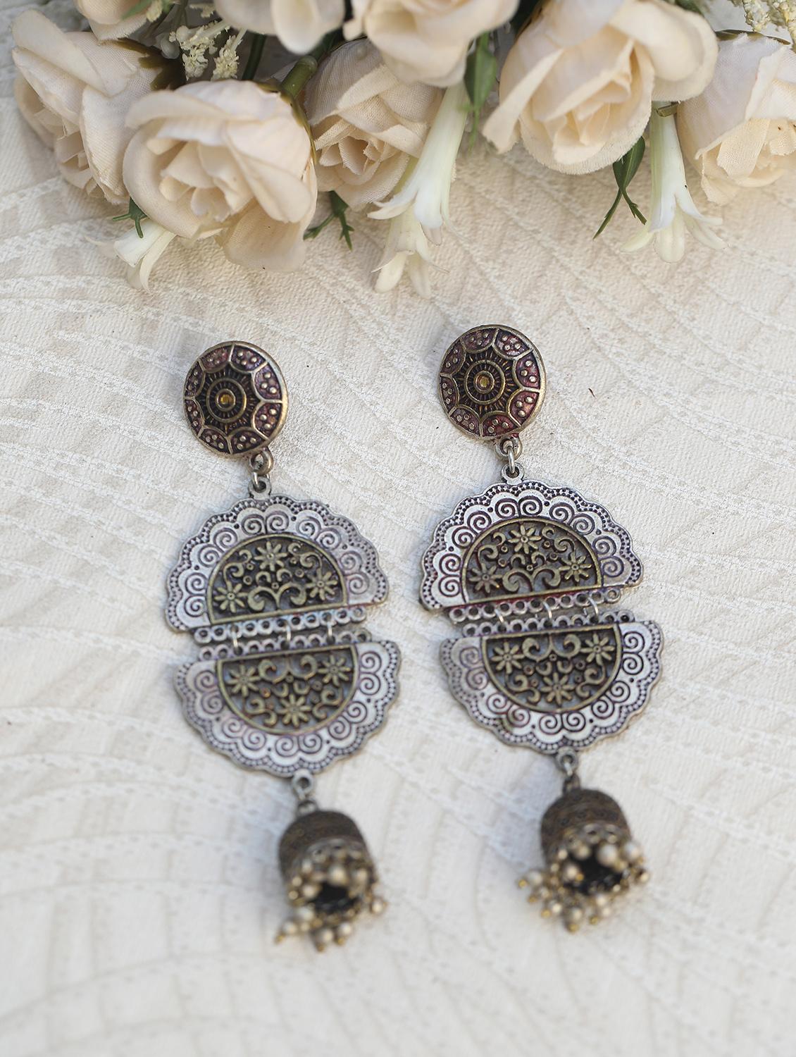 silver brass drop earring - 19895025 - Zoom Image - 0