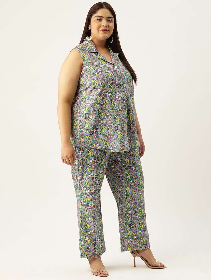 printed top and culottes plus size sets - 19895052 - Standard Image - 2