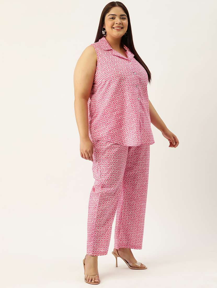 printed top and culottes plus size sets - 19895053 - Standard Image - 2