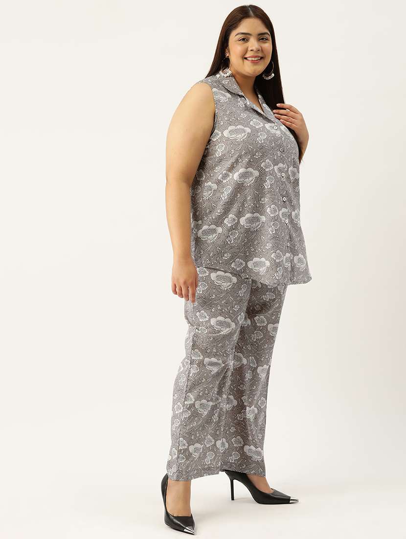 printed top and culottes plus size sets - 19895055 - Standard Image - 2