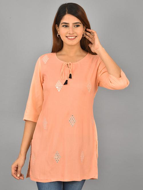 tie up neck straight short kurti - 19895638 - Standard Image - 0
