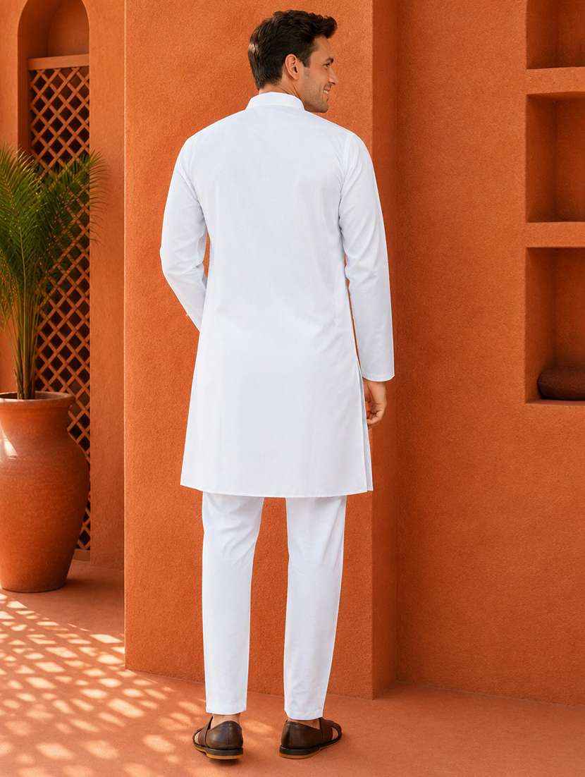 men pack of 2 solid mandarin neck long kurta - 19895880 -  Standard Image - 2