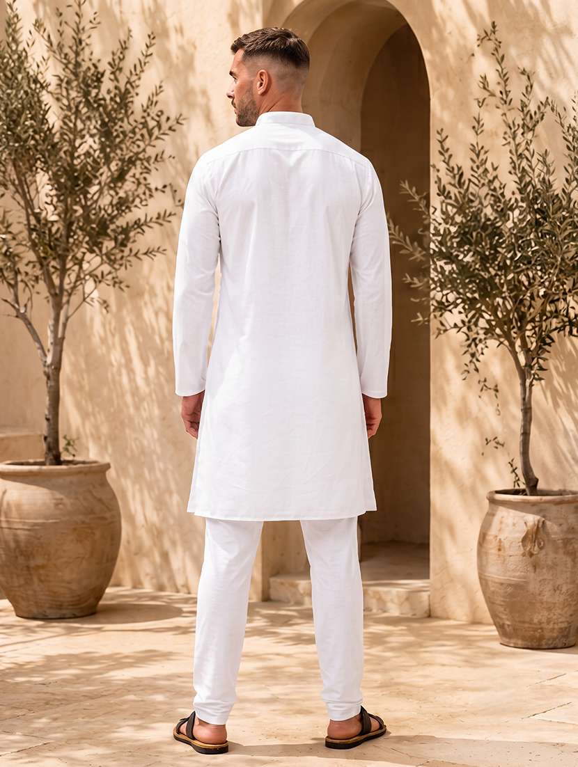 men pack of 2 solid mandarin neck long kurta - 19895890 -  Standard Image - 2