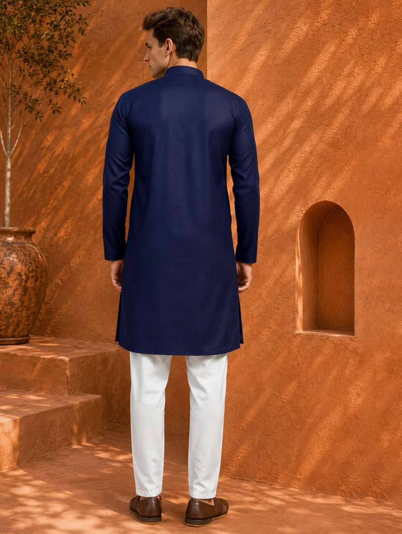 men pack of 2 solid mandarin neck long kurta - 19895893 -  Standard Image - 2