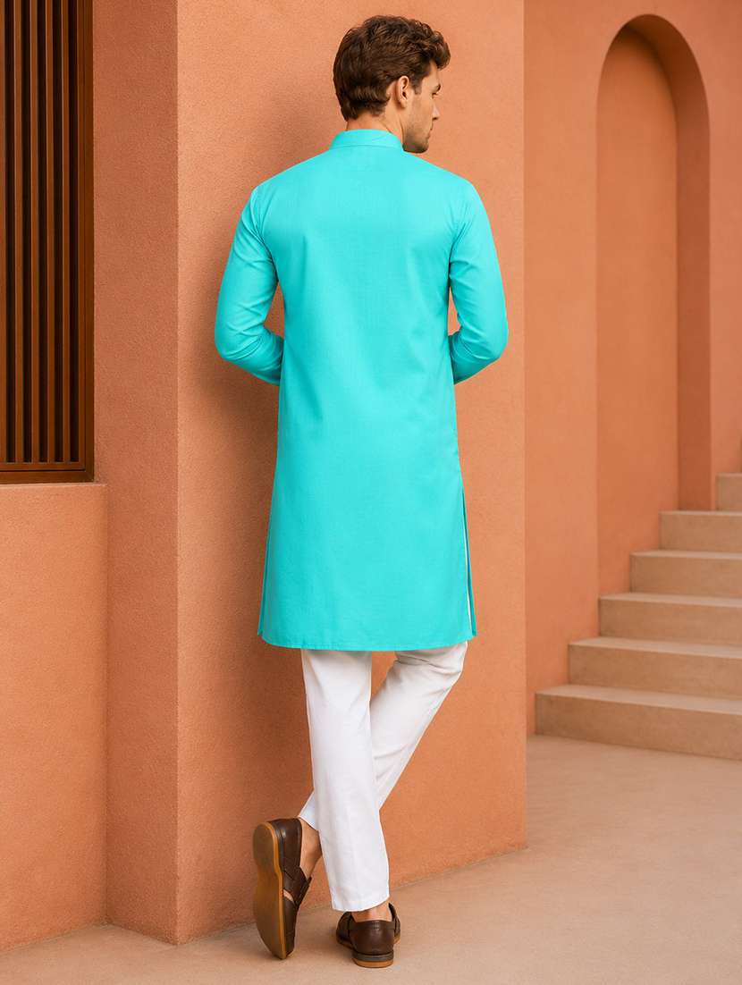 men pack of 2 solid mandarin neck long kurta - 19895900 -  Standard Image - 2