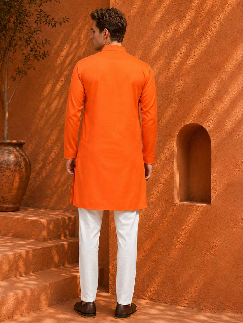 men pack of 2 solid mandarin neck long kurta - 19895903 -  Standard Image - 2