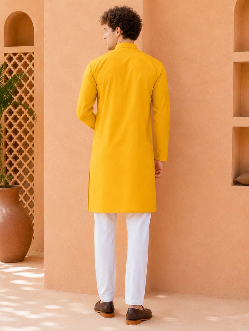 men pack of 2 solid mandarin neck long kurta - 19895918 -  Standard Image - 2