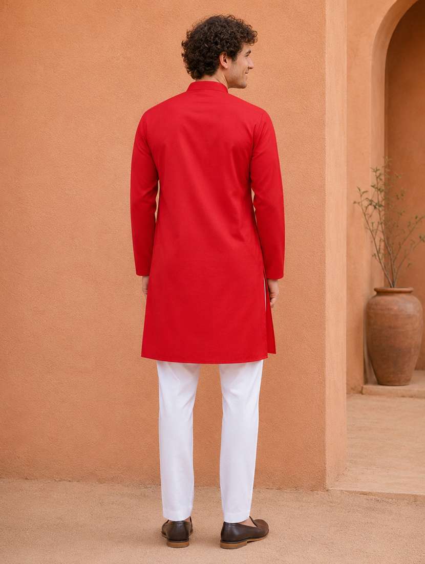 men pack of 2 solid mandarin neck kurta - 19895938 -  Standard Image - 2