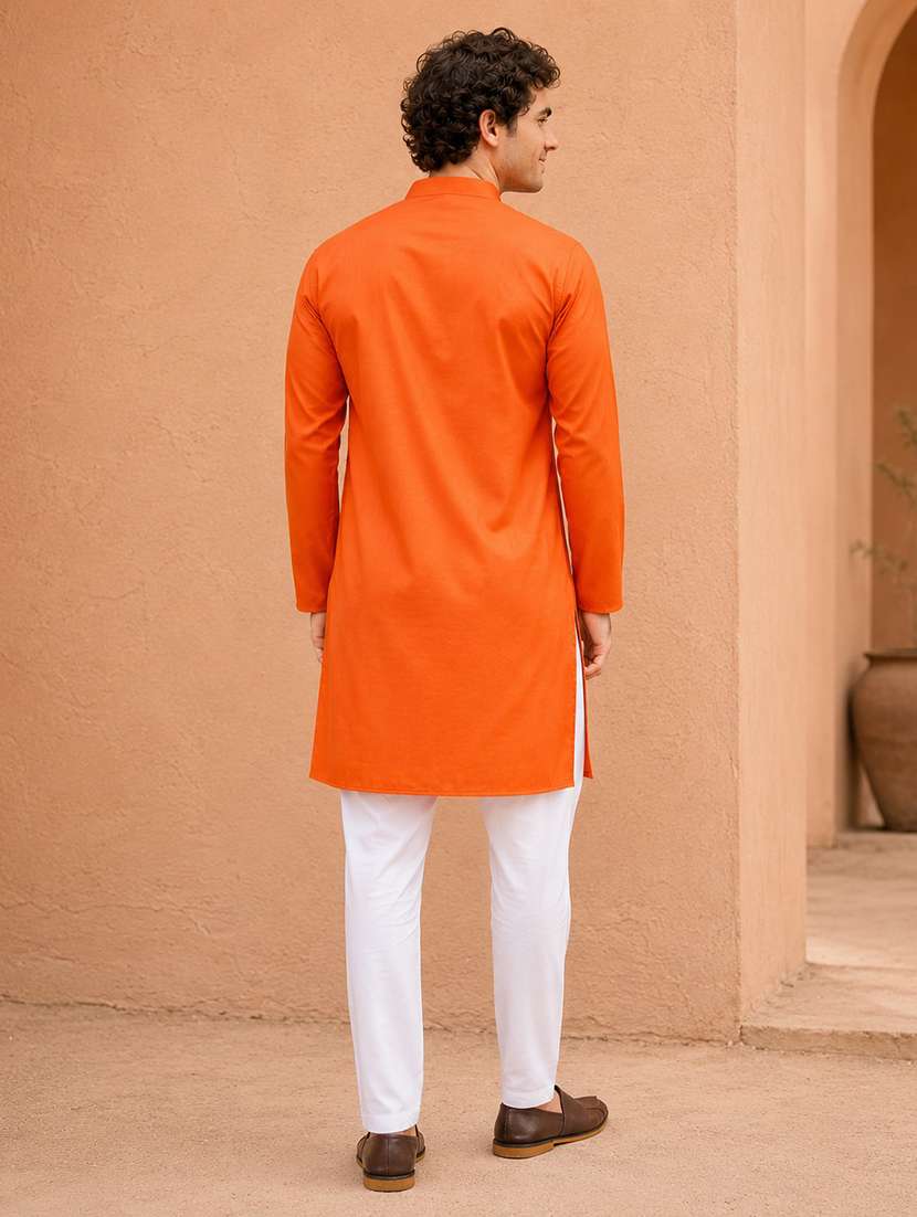men pack of 2 solid mandarin neck kurta - 19895940 -  Standard Image - 2