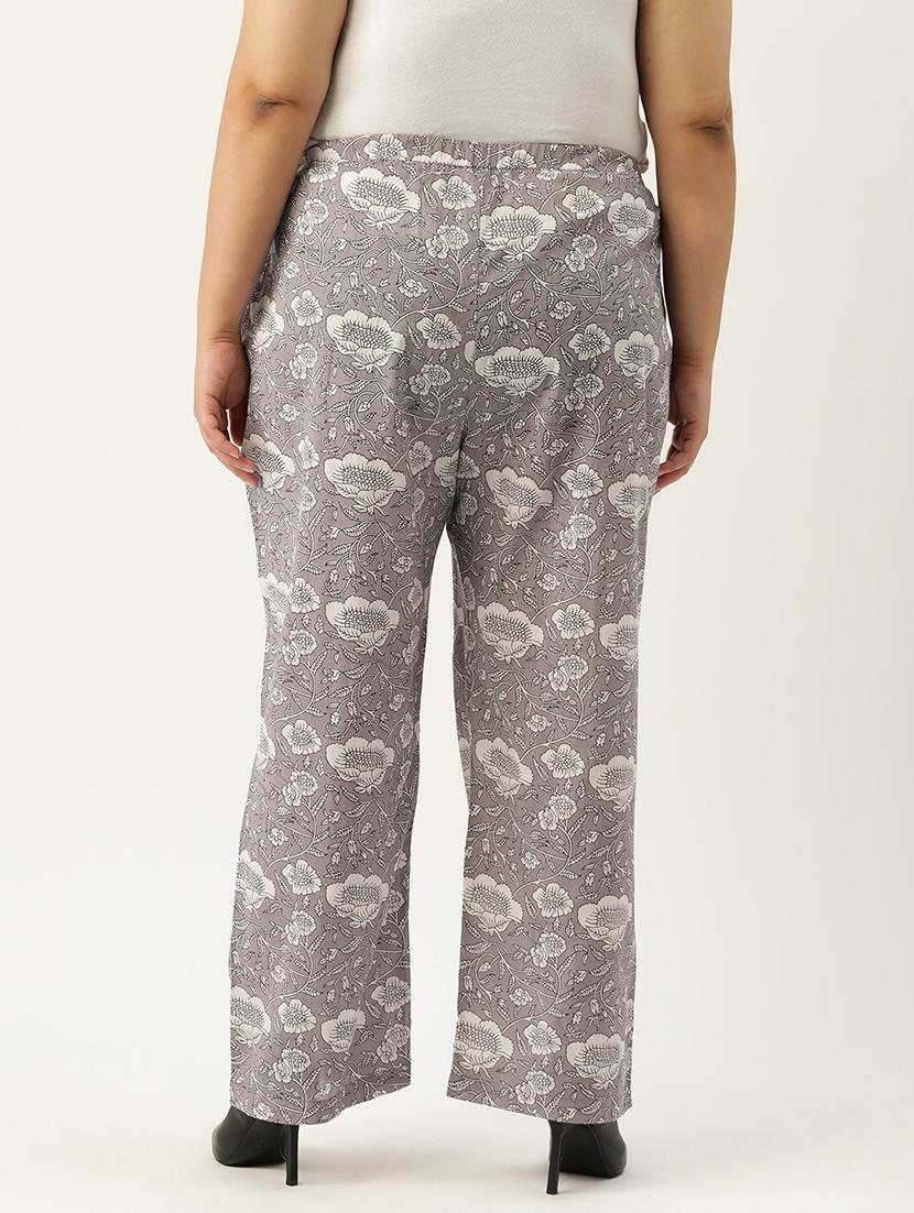 women printed flat front wide leg trouser - 19896871 - Standard Image - 2