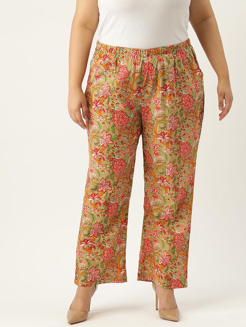 orange printed cotton plus trouser - 19896872 - Zoom Image - 0