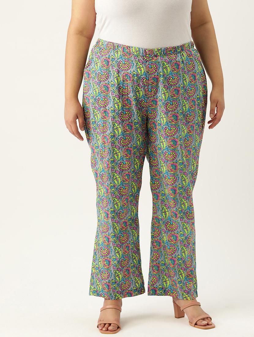 grey printed cotton plus trouser - 19896873 -  Zoom Image - 0