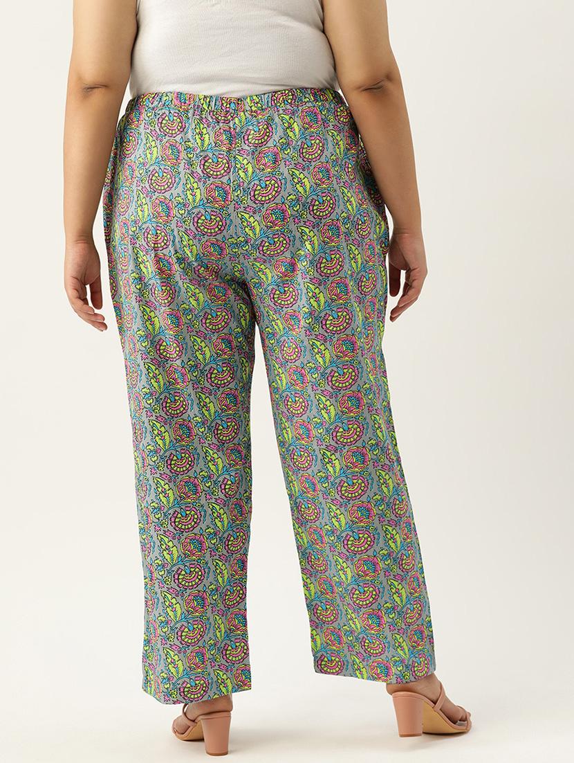 grey printed cotton plus trouser - 19896873 - Standard Image - 2