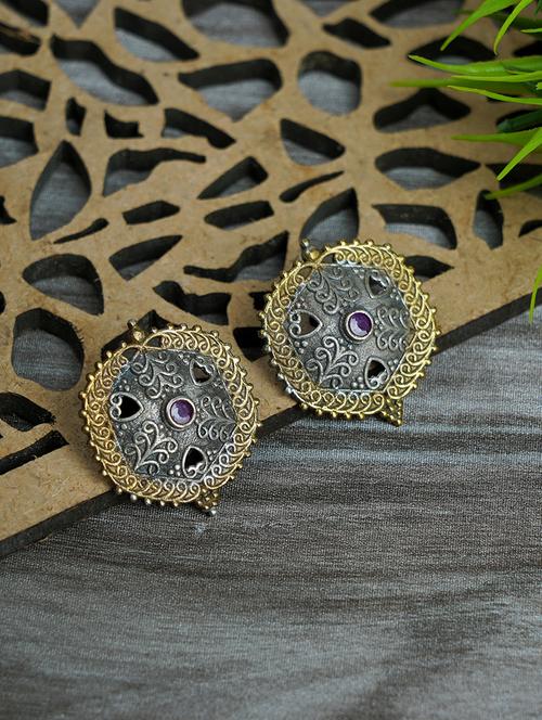 pink brass studs earring - 19897196 - Standard Image - 0
