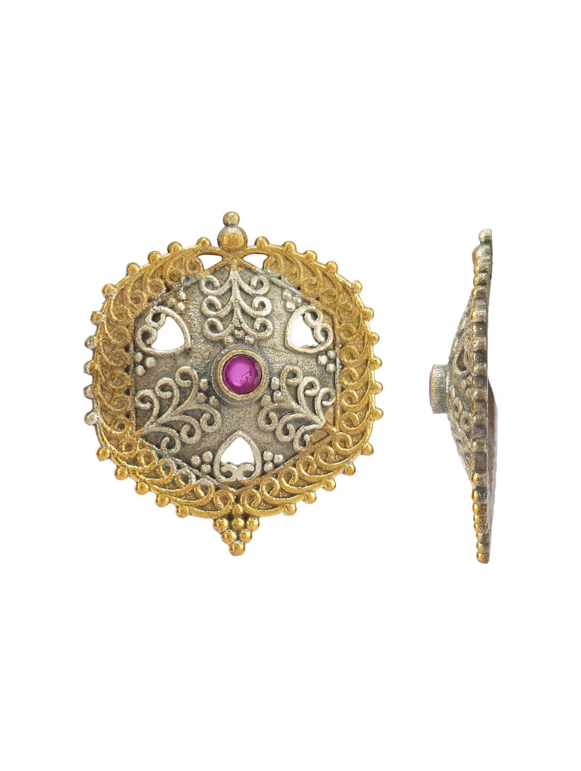 pink brass studs earring - 19897196 - Standard Image - 2