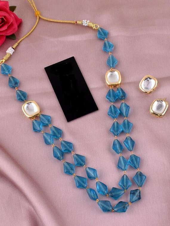 tjc beads studded brass jewellery set