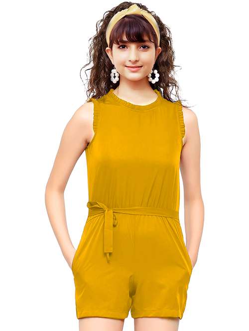 mustard solid playsuit - 19899722 -  Standard Image - 0
