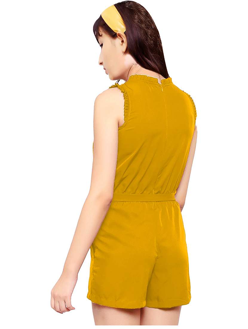mustard solid playsuit - 19899722 -  Standard Image - 2