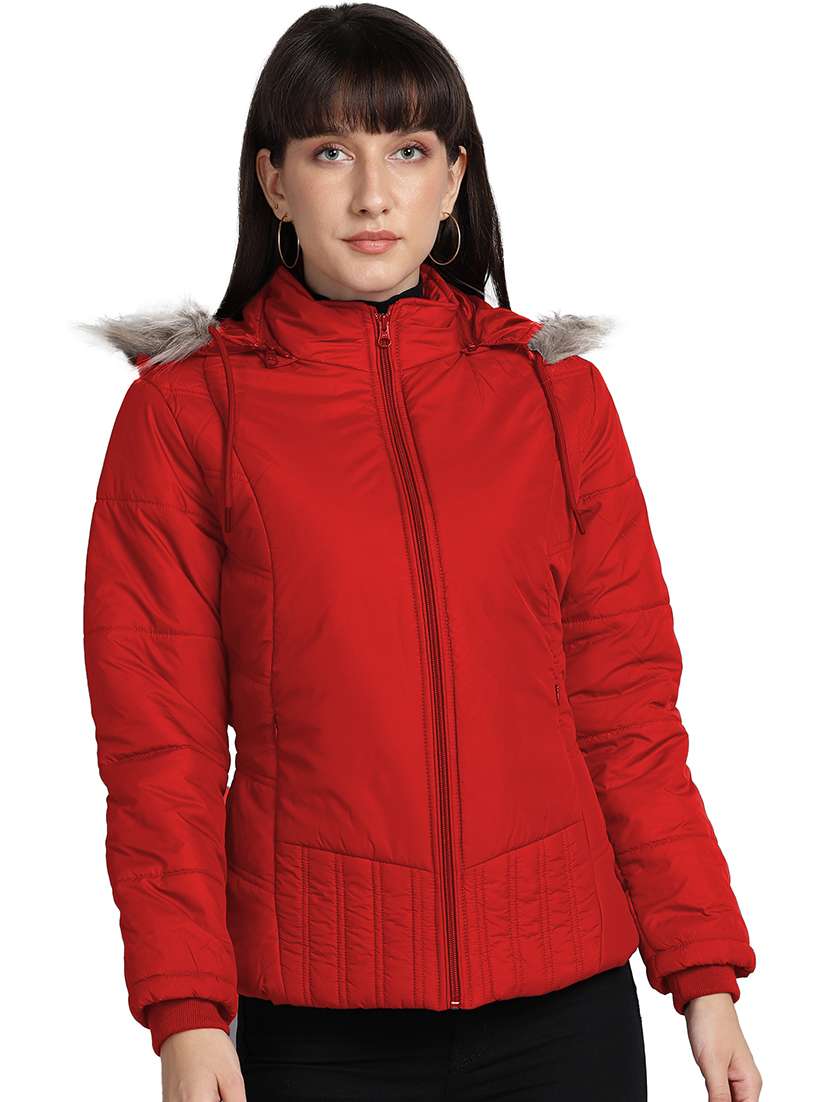 women solid long sleeve quilted jacket 