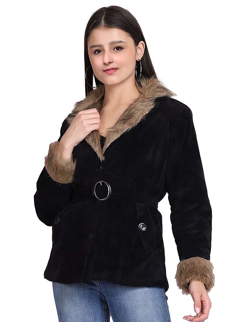 black faux fur jacket