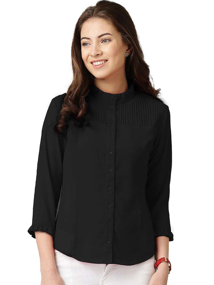 women's straight mandarin neck top