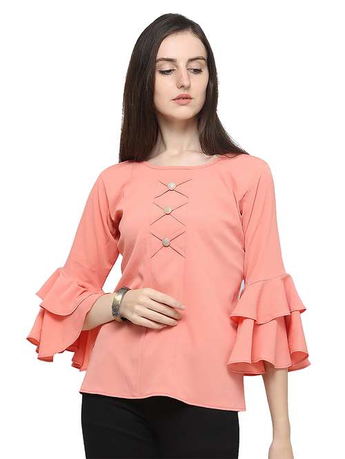 women's straight round neck top - 19899942 - Standard Image - 0