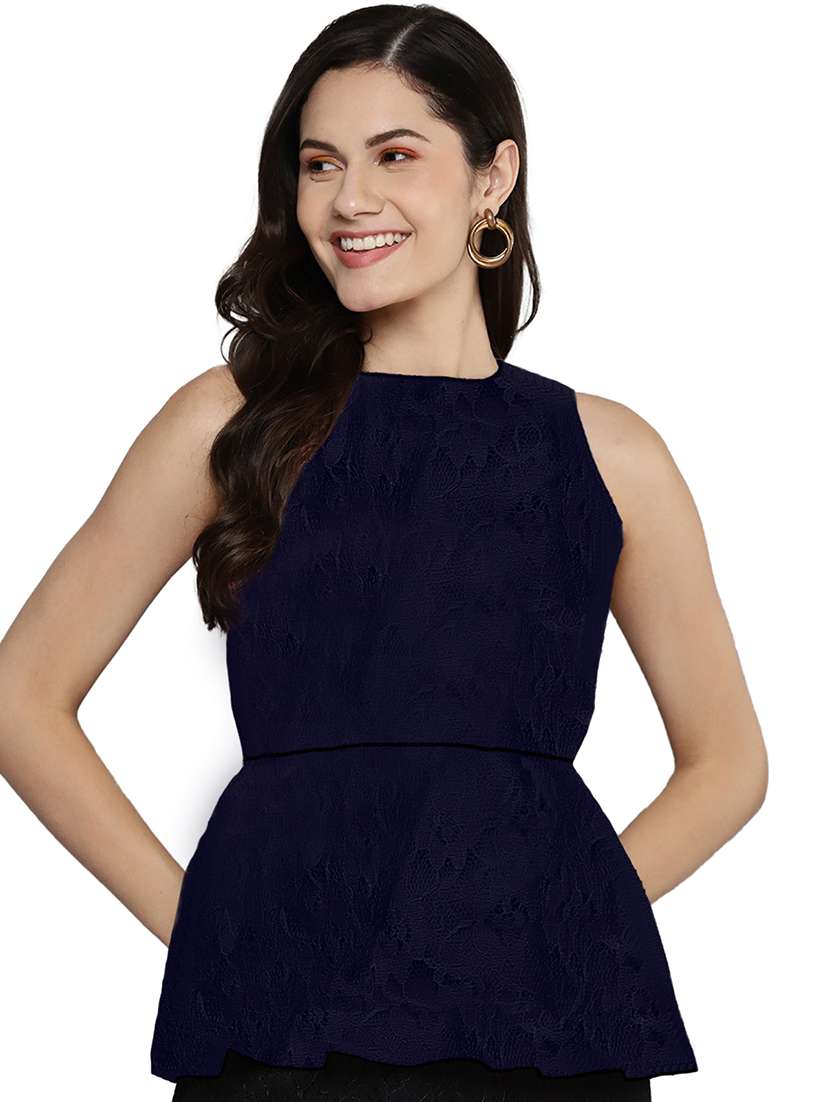 women's peplum crew neck top