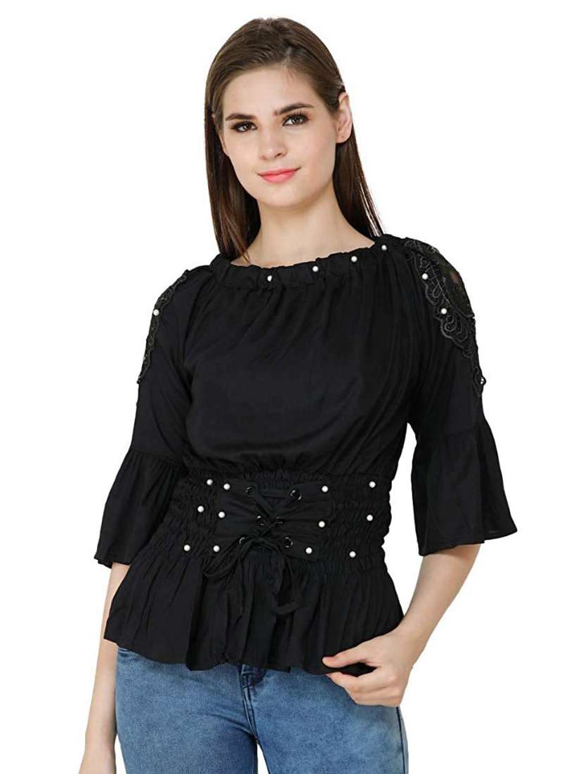 women's peplum crew neck top