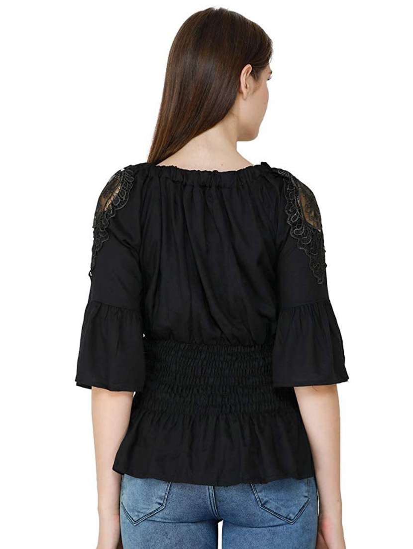 women's peplum crew neck top - 19899987 - Standard Image - 2
