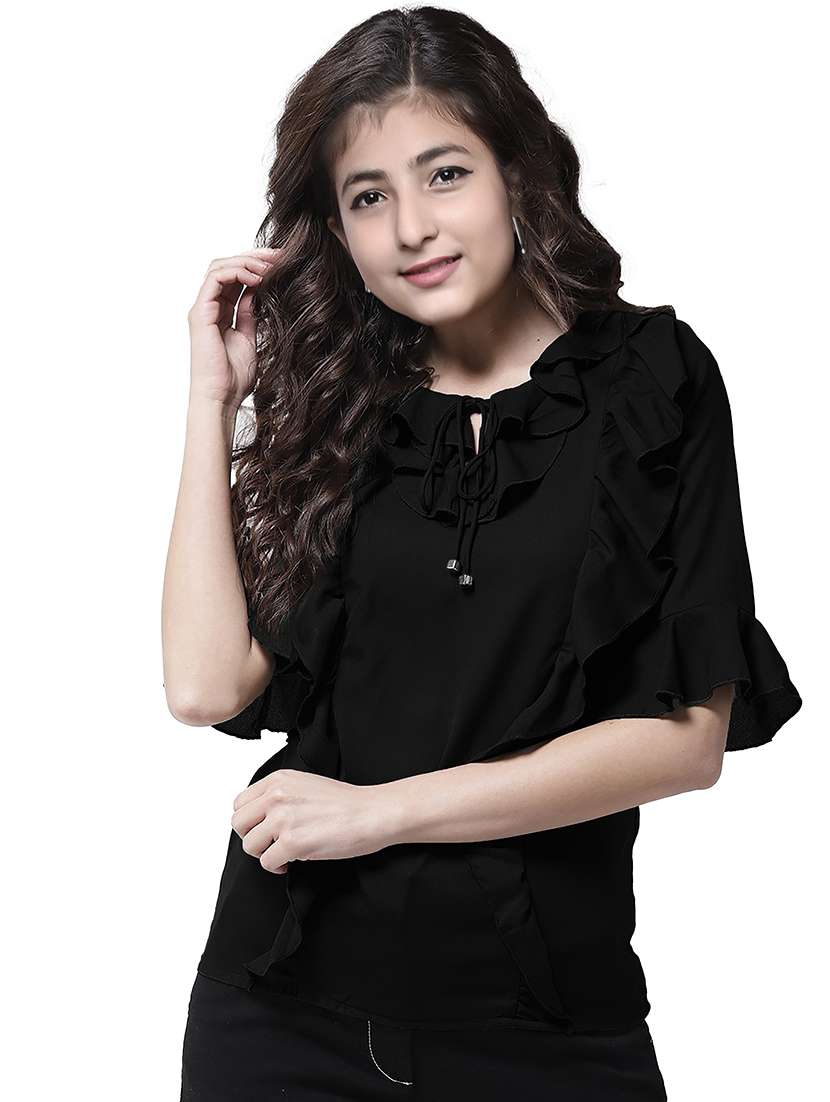 women's straight tie-up neck top