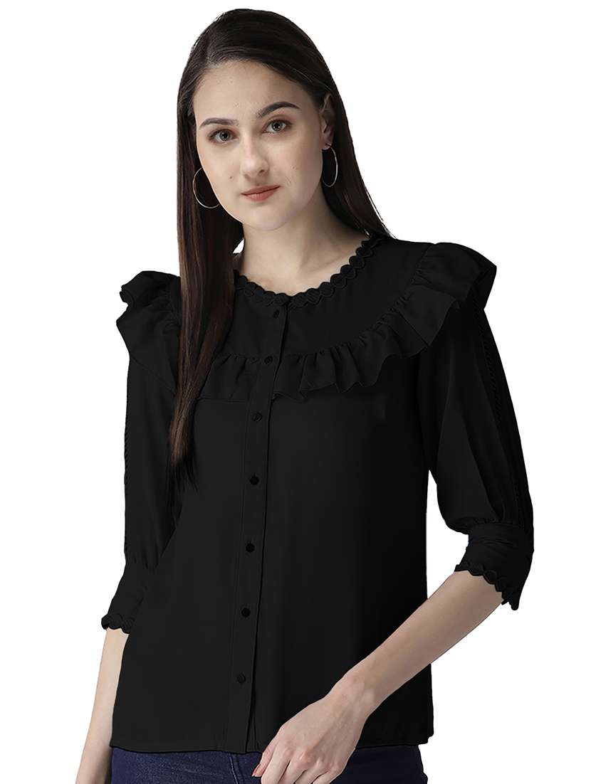 women's straight round neck top