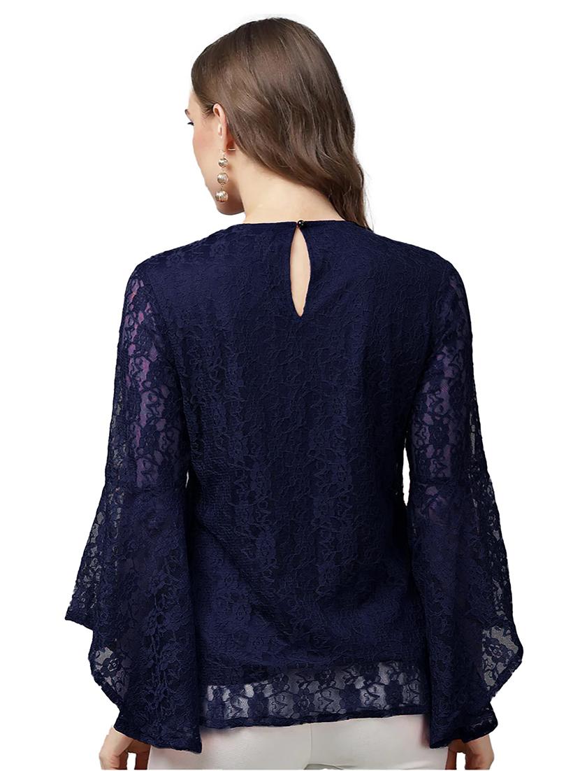 women's straight round neck top - 19900013 - Standard Image - 2