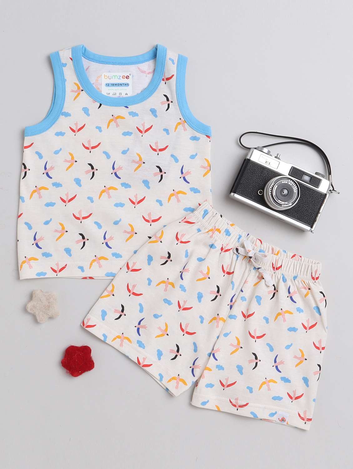 printed cotton shorts set