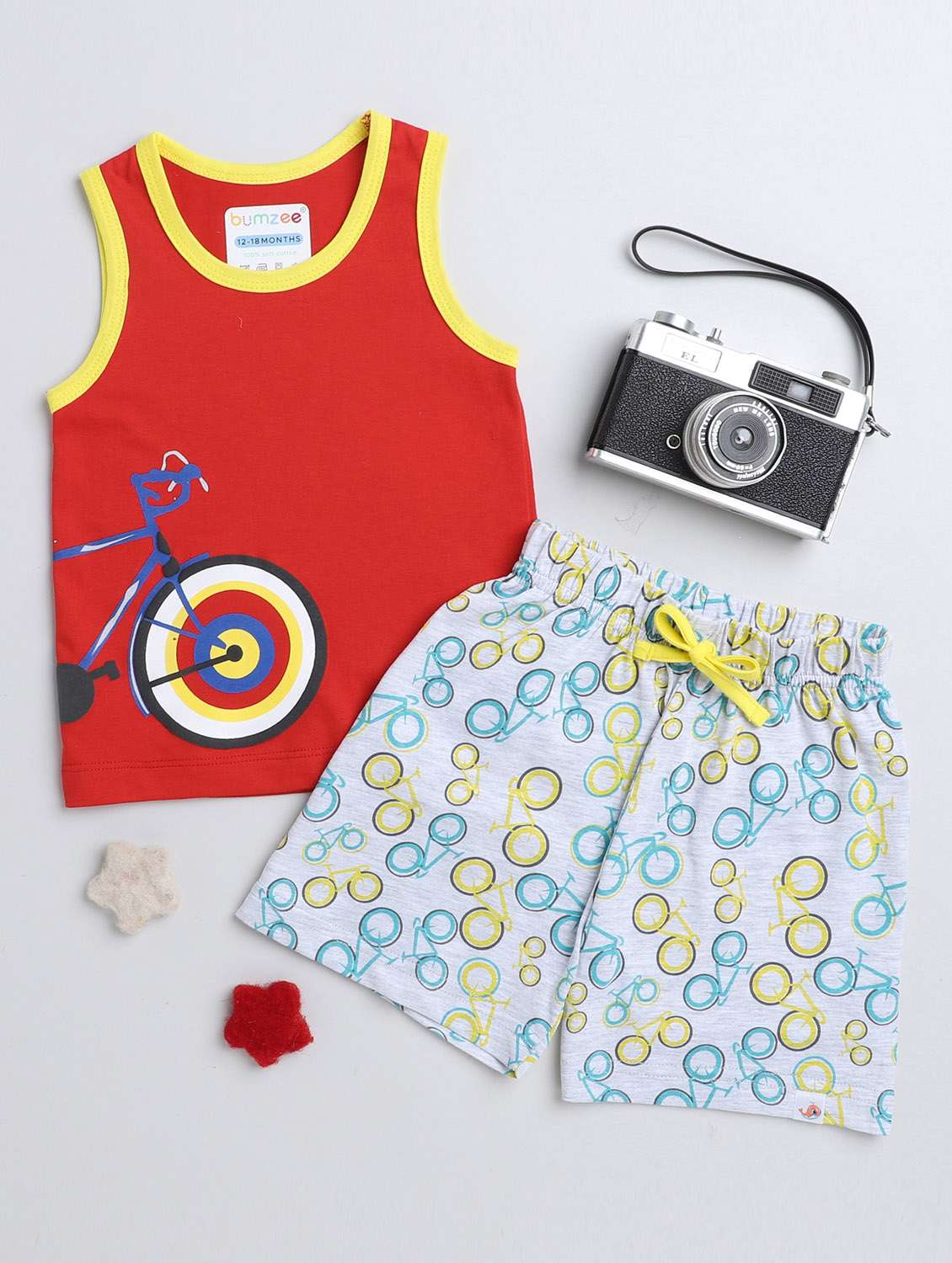 printed cotton shorts set