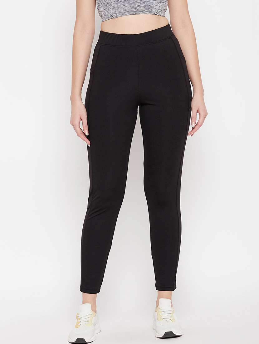 black solid nylon jegging