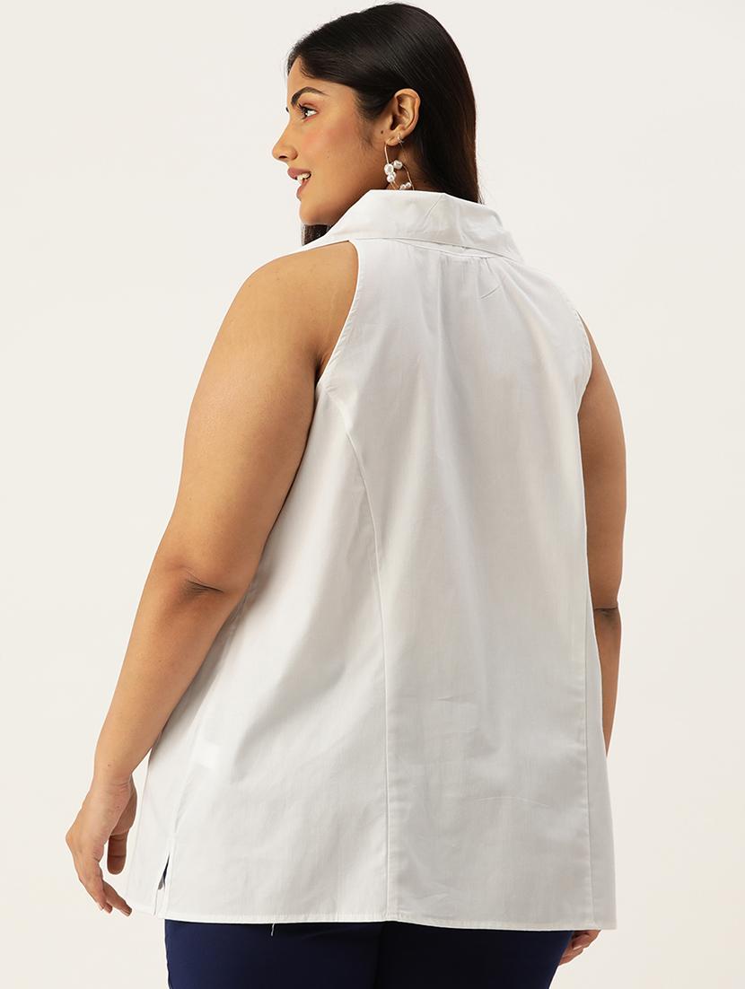 women's straight collared top - 19902918 - Standard Image - 2