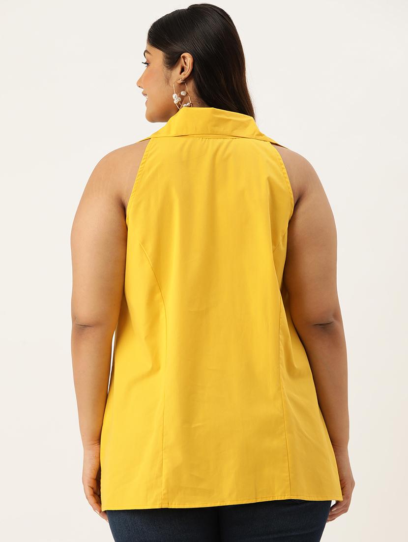 shirt collar solid plus top - 19902919 - Standard Image - 2