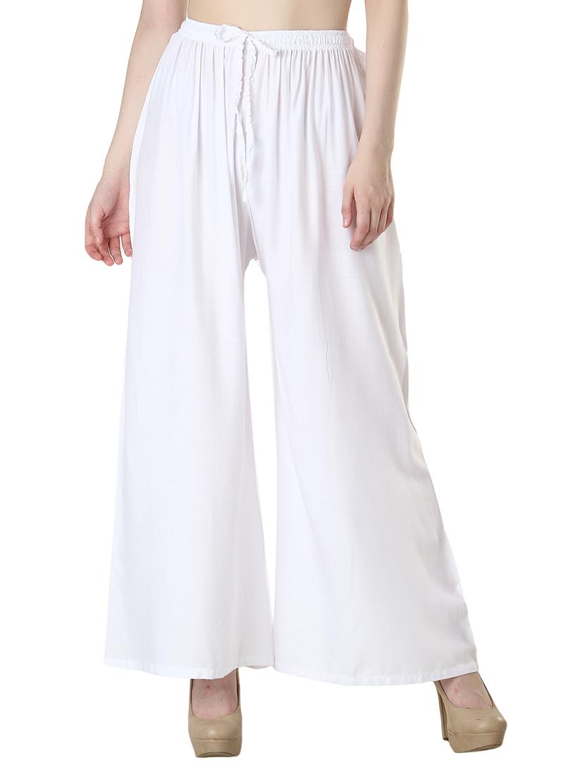 white rayon palazzos - 19903611 -  Zoom Image - 0