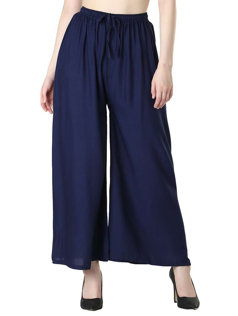 navy blue rayon palazzos