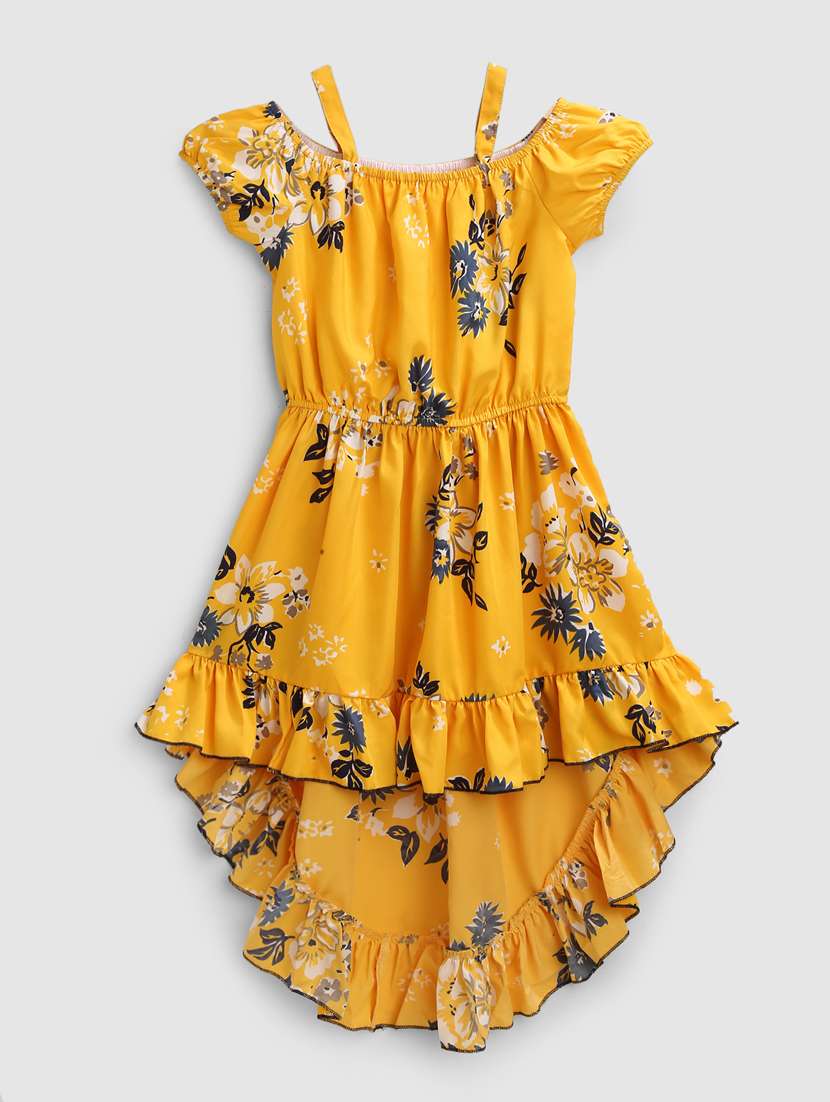 girls shoulder strap cold shoulder frock