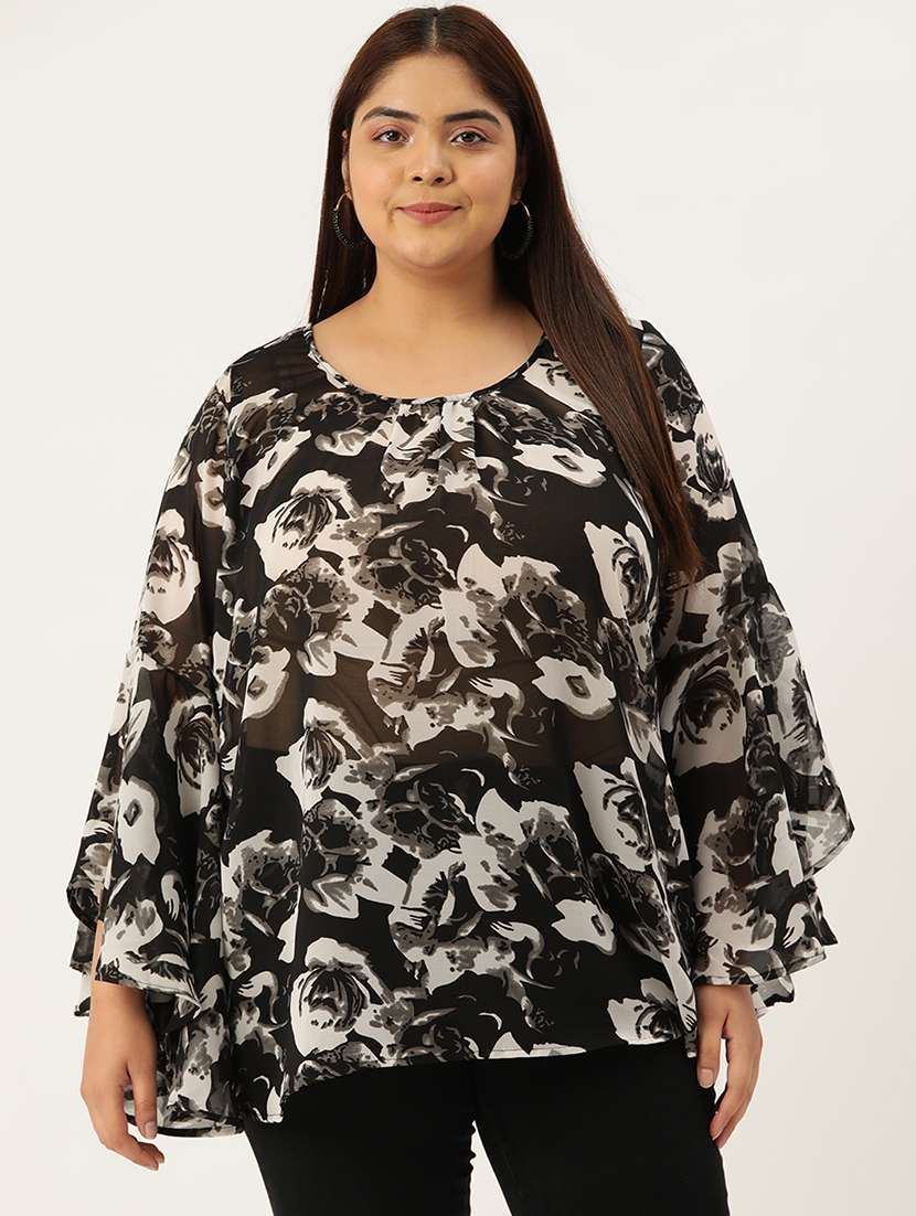 women's floral print round neck top