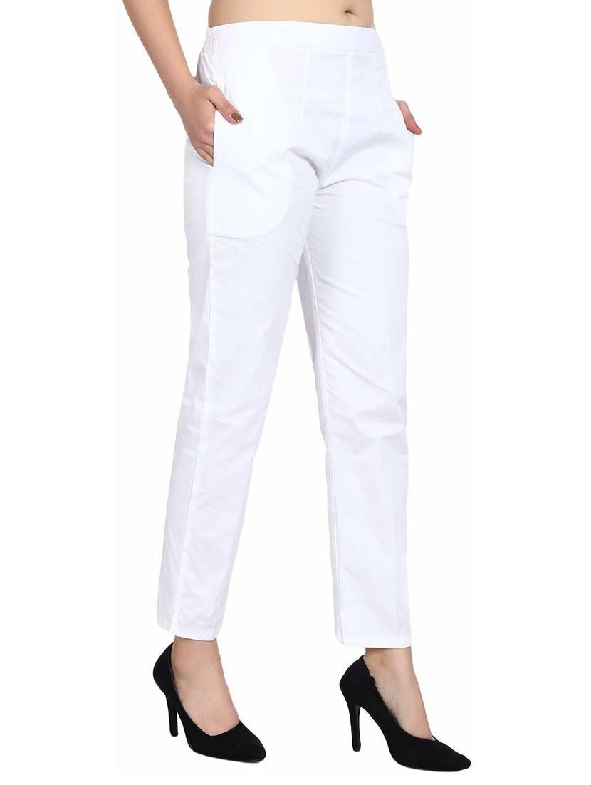 women mid-rise solid flat front trouser - 19904494 - Standard Image - 2