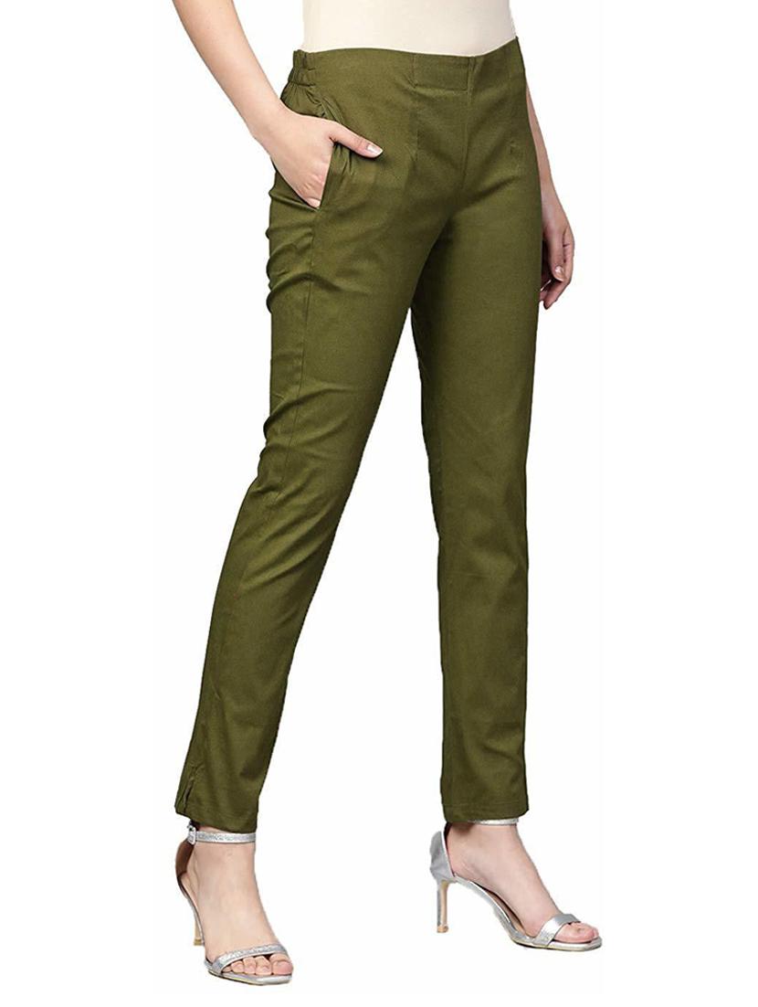 women mid-rise solid flat front trouser - 19904501 - Standard Image - 2