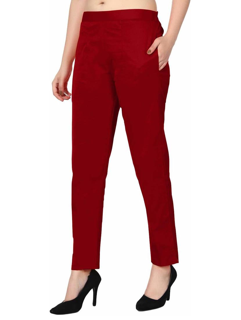 women mid-rise solid flat front trouser - 19904505 - Standard Image - 2